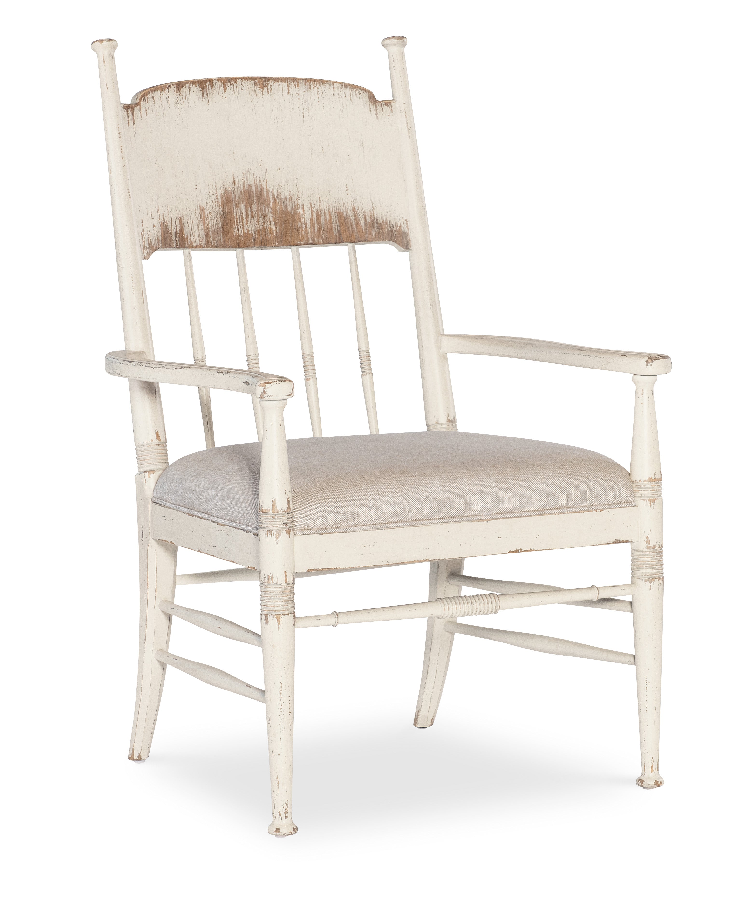 Americana Upholstered Seat Arm Chair | Rich Oak Character Beneath