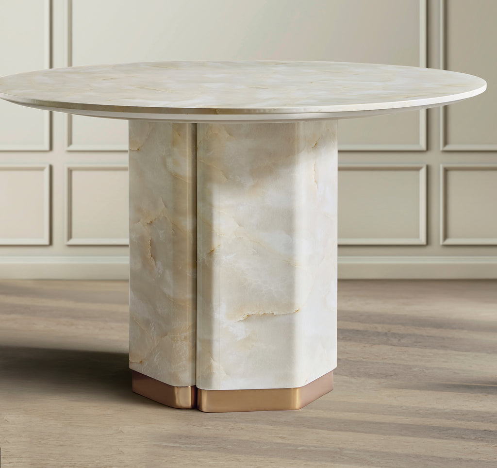 Eleana Round Dining Table | Faux Onyx Water-Transfer