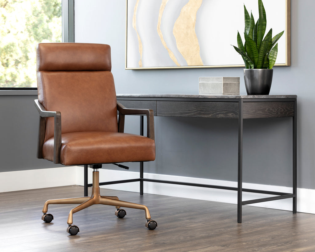 Collin Office Chair - Brown - Shalimar Tobacco Leather