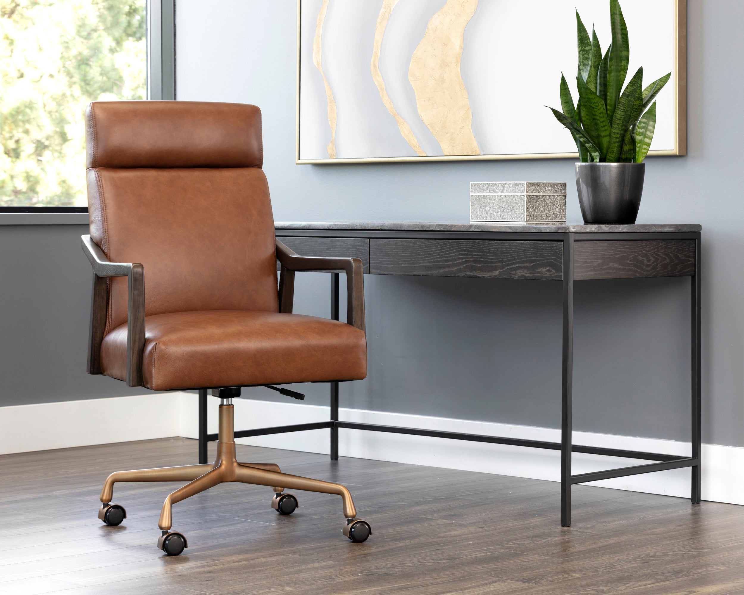 Collin Office Chair - Brown - Shalimar Tobacco Leather