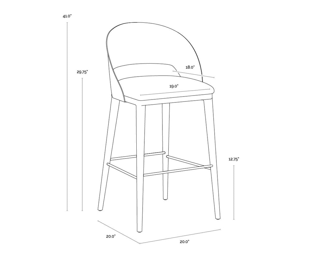 Dezirae Barstool - Antique Brass - Charcoal Black Leather