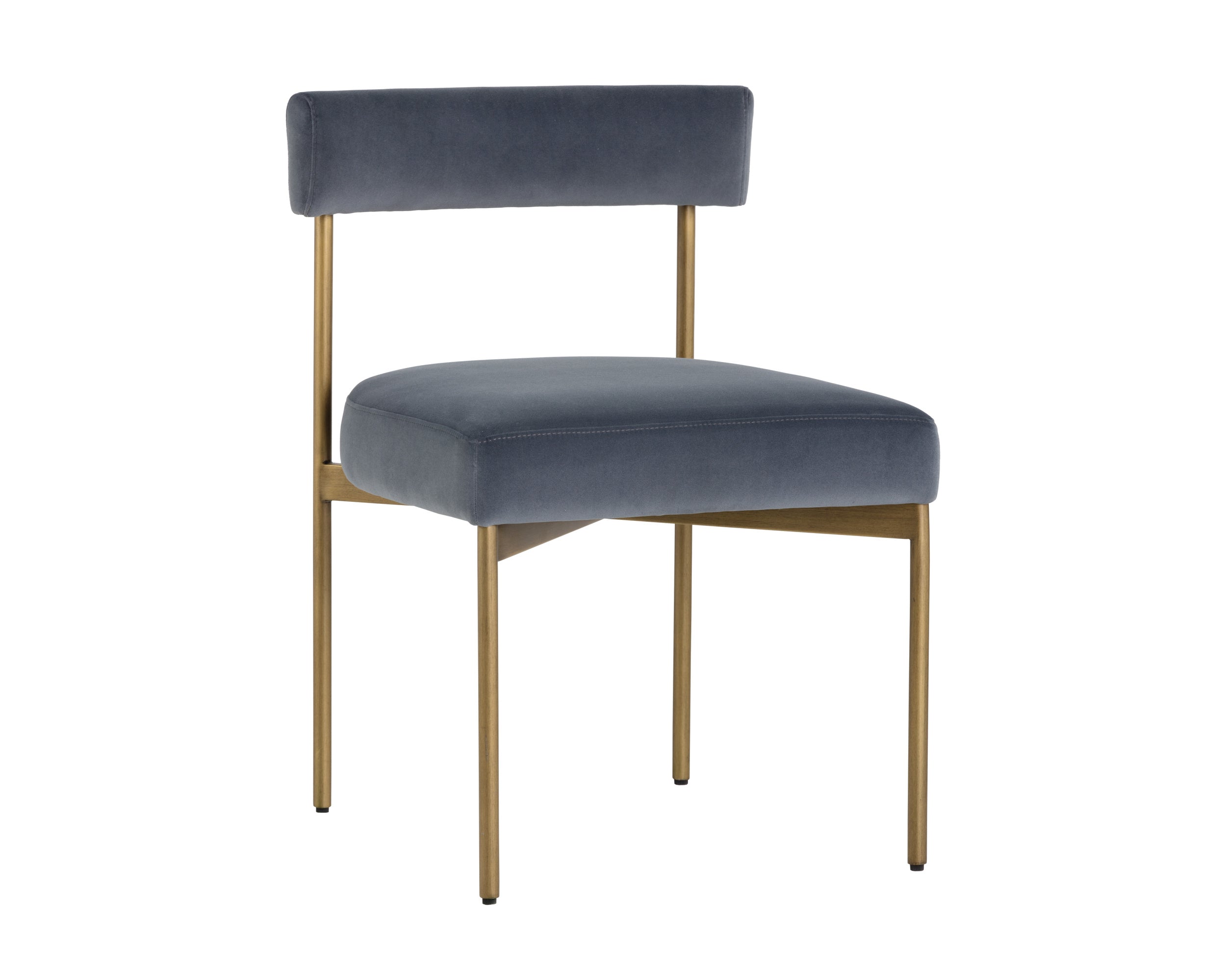 Seneca Dining Chair - Antique Brass - Velvet Slate