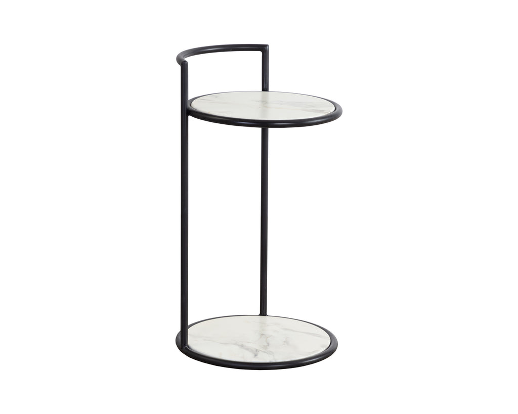 Parga End Table - Black - Marble Look