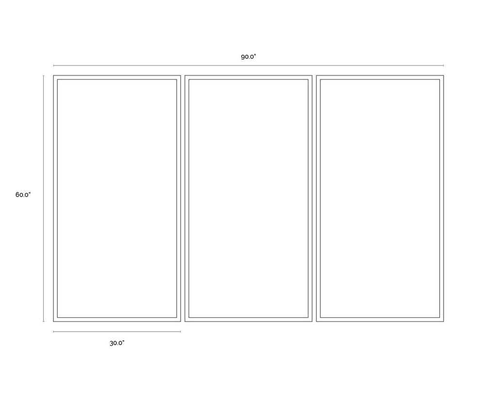 Blue Lagoon (Set Of 3) - 30" X 60" - Charcoal Floater Frame