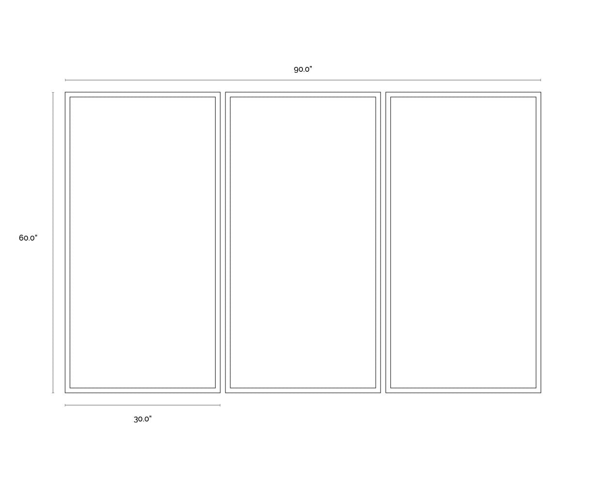 Blue Lagoon (Set Of 3) - 30" X 60" - Charcoal Floater Frame