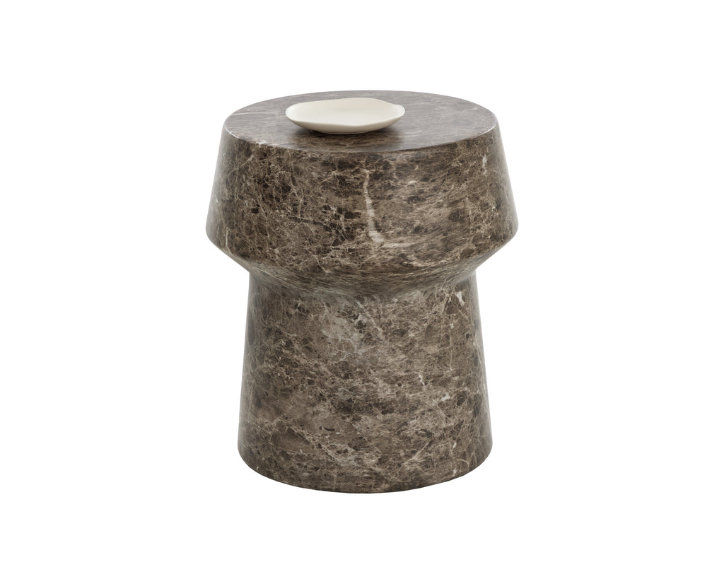 Brie End Table - Marble Look - Dark Emperador