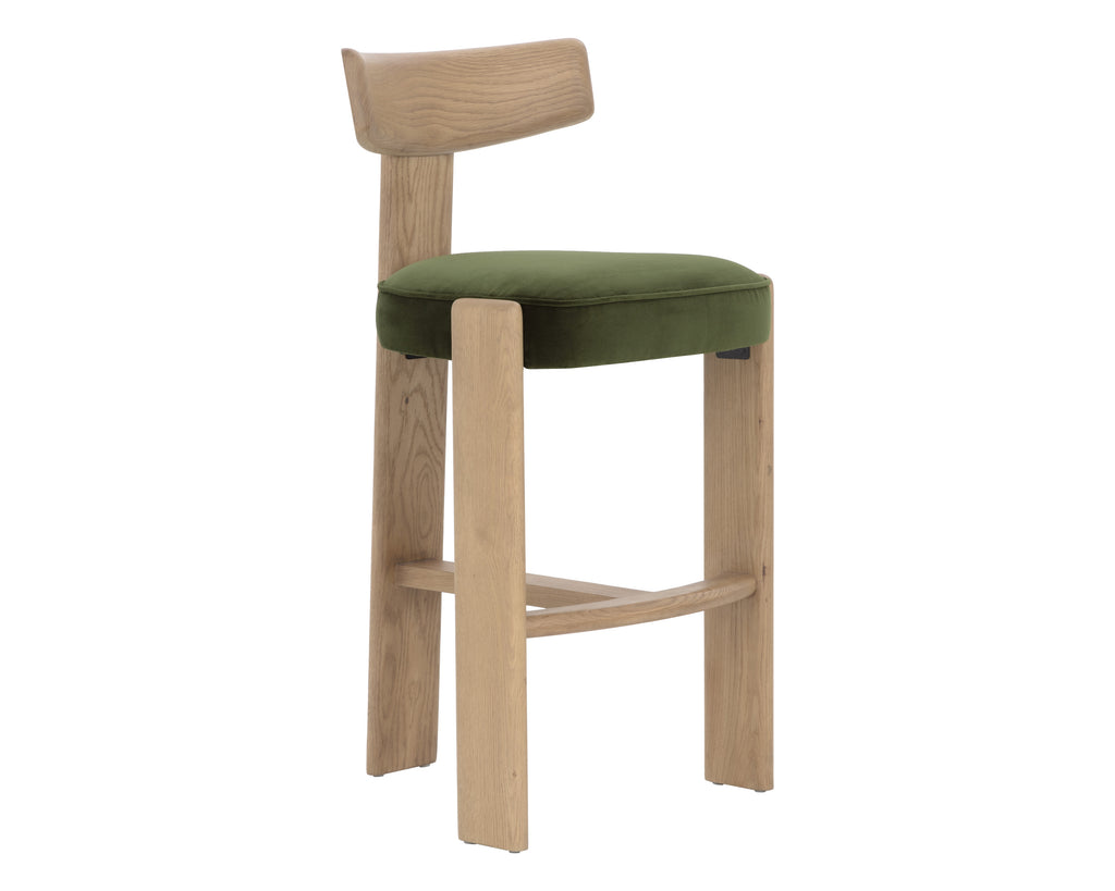 Horton Barstool - Rustic Oak - Forest Green