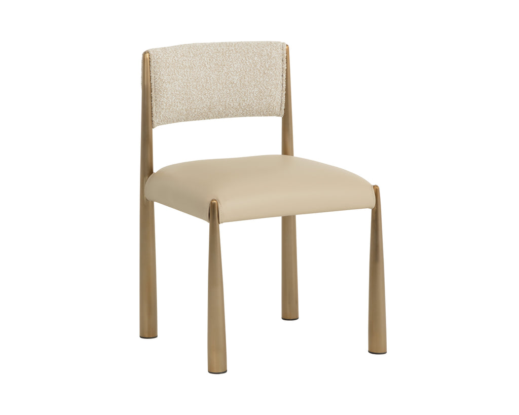 Bayard Dining Chair - Antique Brass - Napa Beige / Santa Cruz Oatmeal