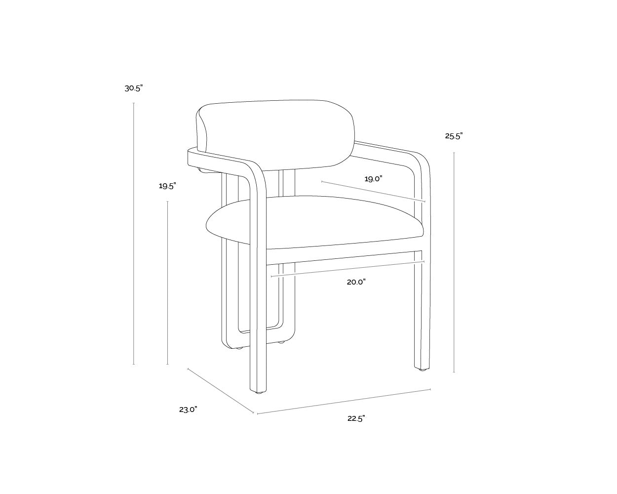 Madrone Dining Armchair - Brown - Ludlow Sesame Leather