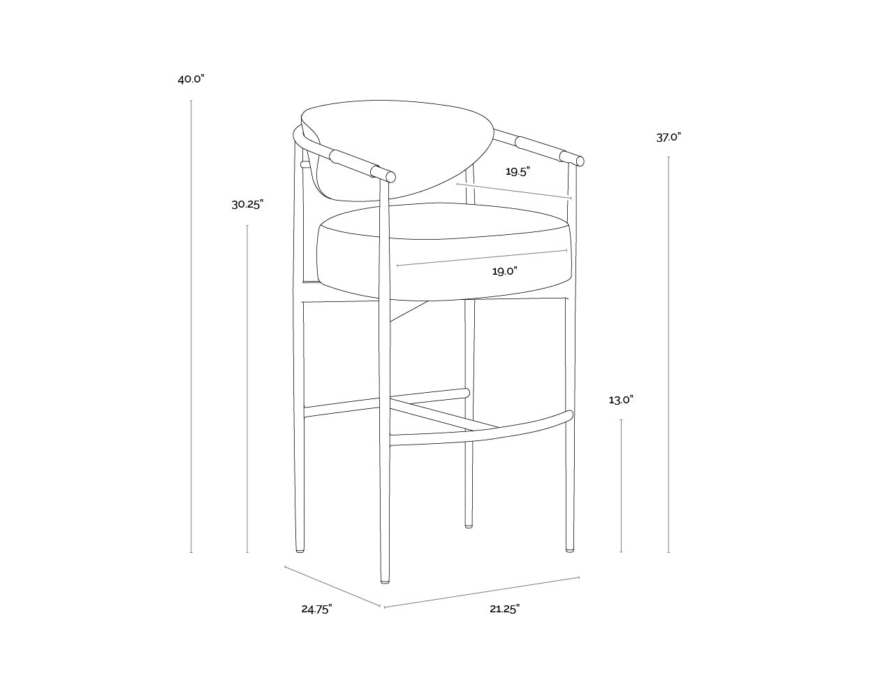 Heloise Barstool - Milliken Cognac