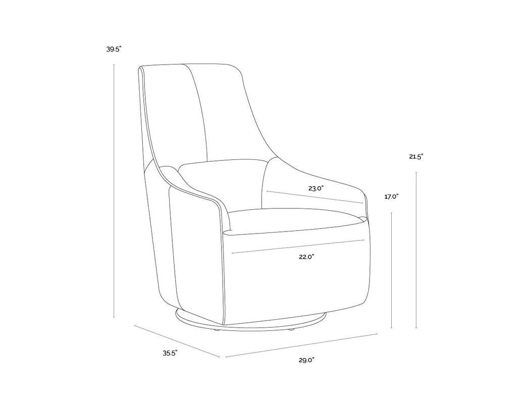 Carmine Swivel Lounge Chair - Cognac Leather