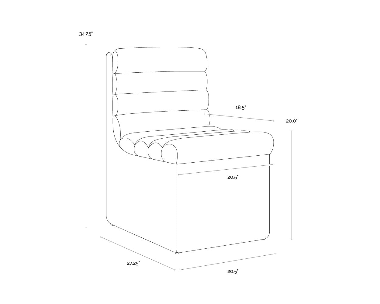Norm Wheeled Dining Chair - Copley Cognac