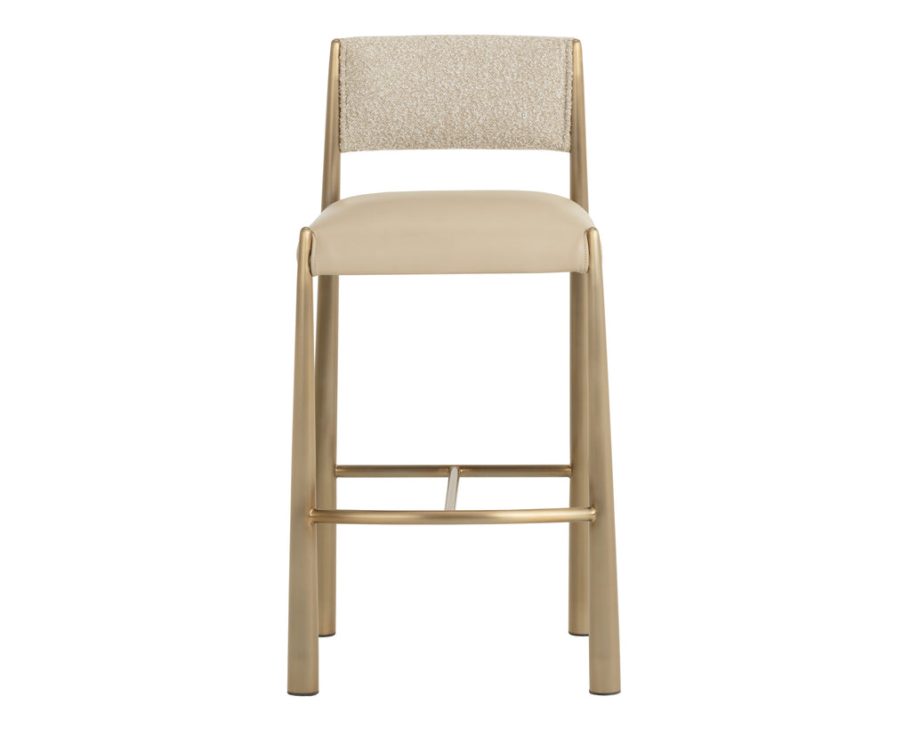 Bayard Barstool - Antique Brass - Napa Beige / Santa Cruz Oatmeal