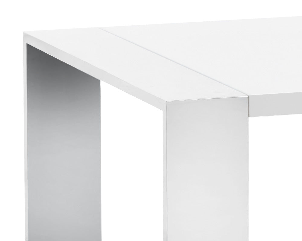 Dalton End Table - Stainless Steel - High Gloss White