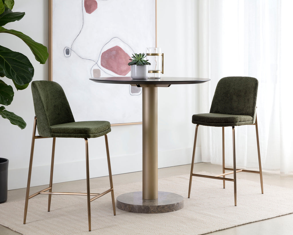 Zeke Counter Stool - Antique Brass - Bergen Olive