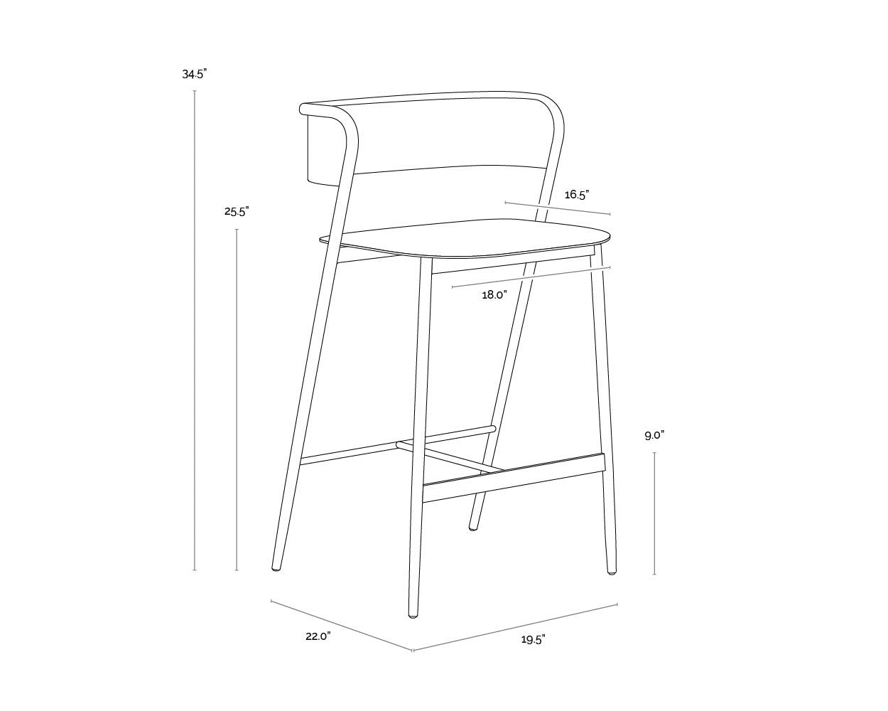 Keanu Counter Stool - Gunmetal