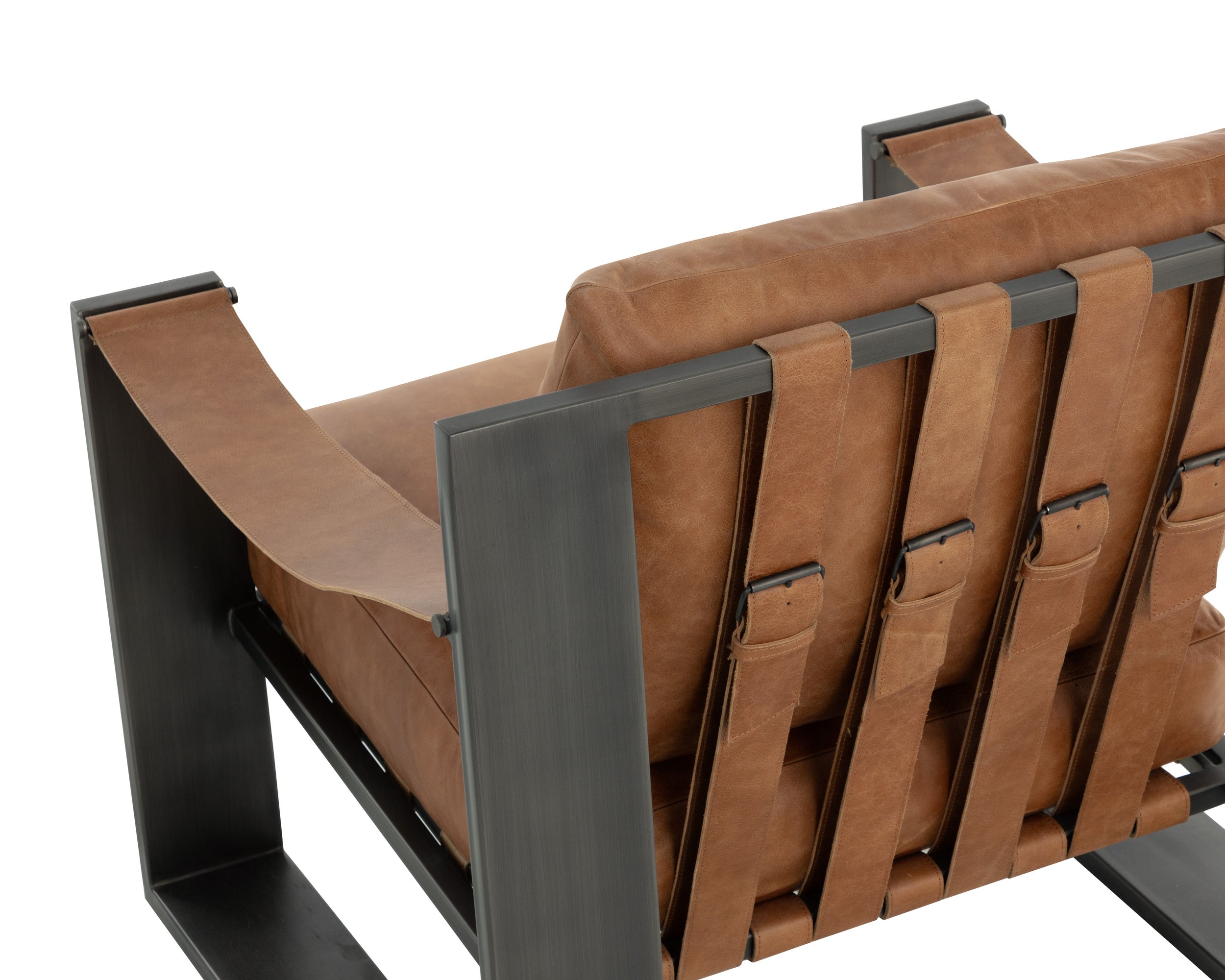 Berke Lounge Chair - Gunmetal - Tan Leather