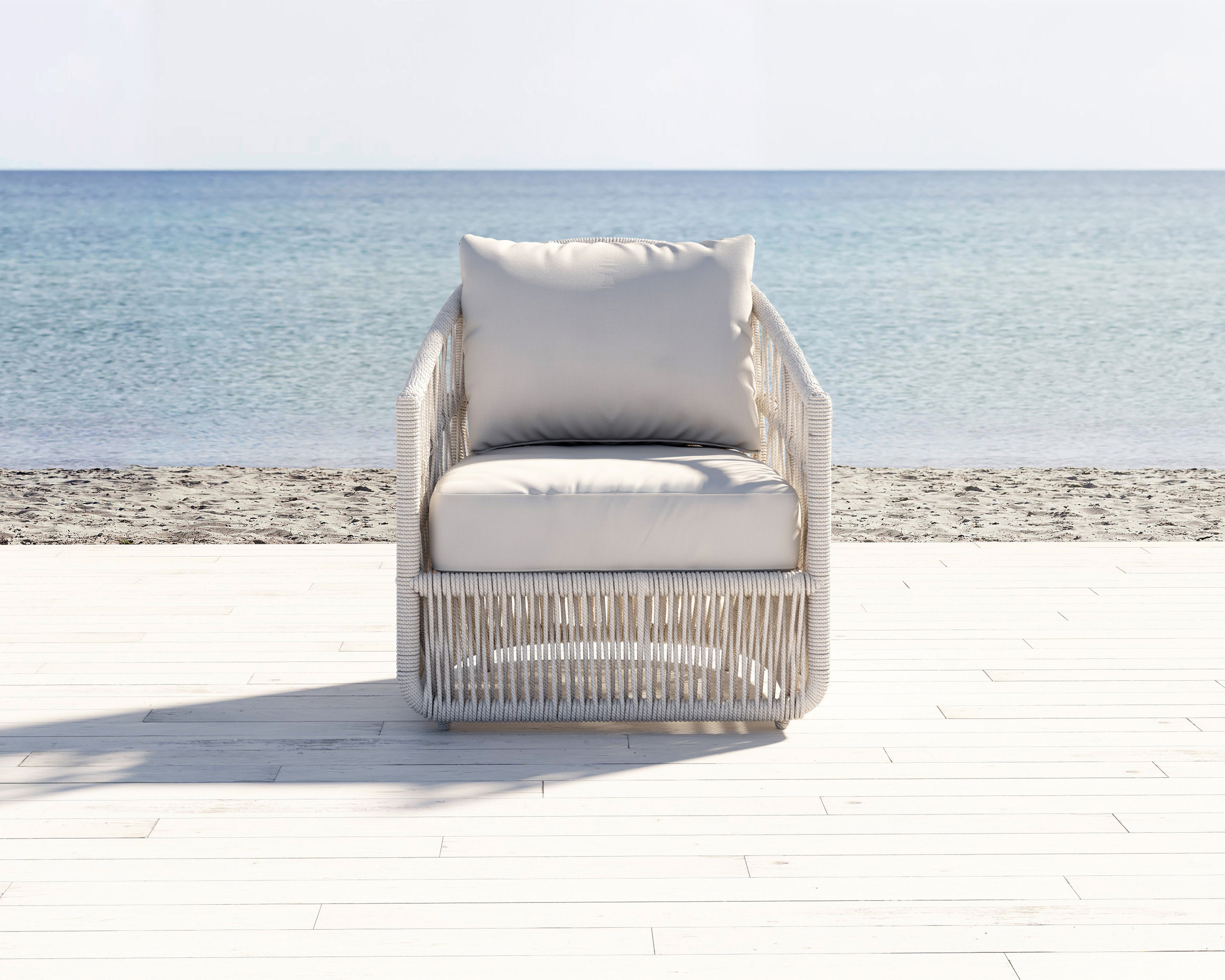 Dana Rope Club Chair in Linen Canvas w/ Self Welt