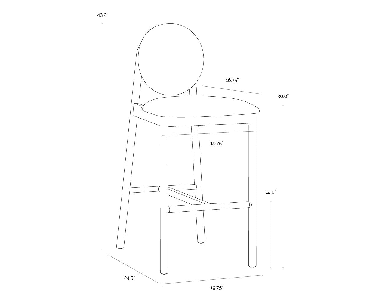 Orabell Barstool - Bravo Black / Abbington Black