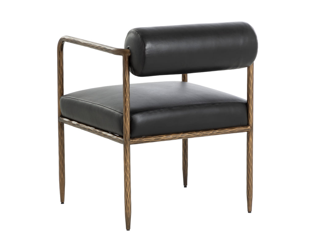 Ajani Dining Armchair - Charcoal Black Leather