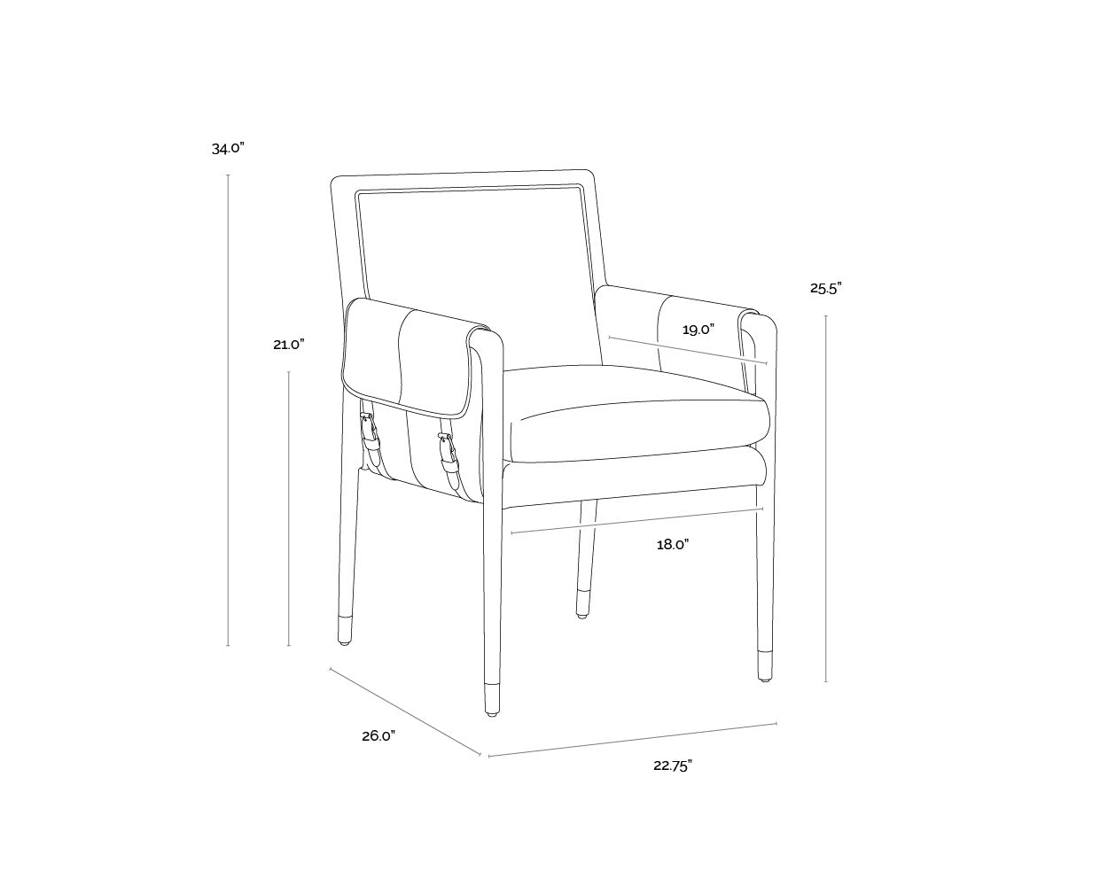 Mauti Dining Armchair - Distressed Brown - Cortina Black Leather