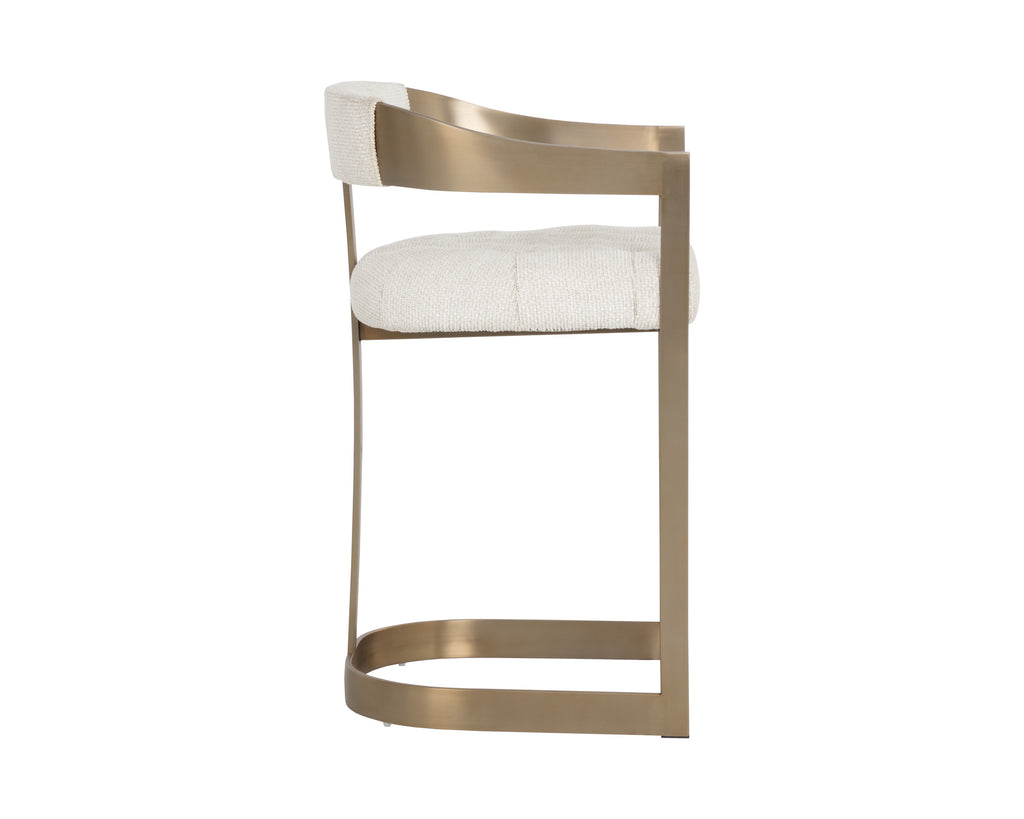 Beaumont Counter Stool - Antique Brass - Rhea Light Barley