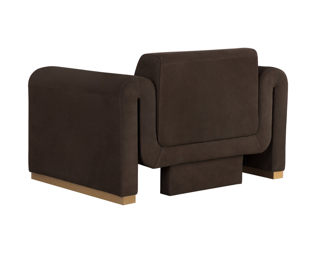 Romer Armchair - Brushed Gold - Nubuck Cocoa Leather