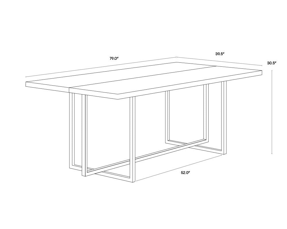 Jade Dining Table - Antique Brass - Dark Mango - 79"