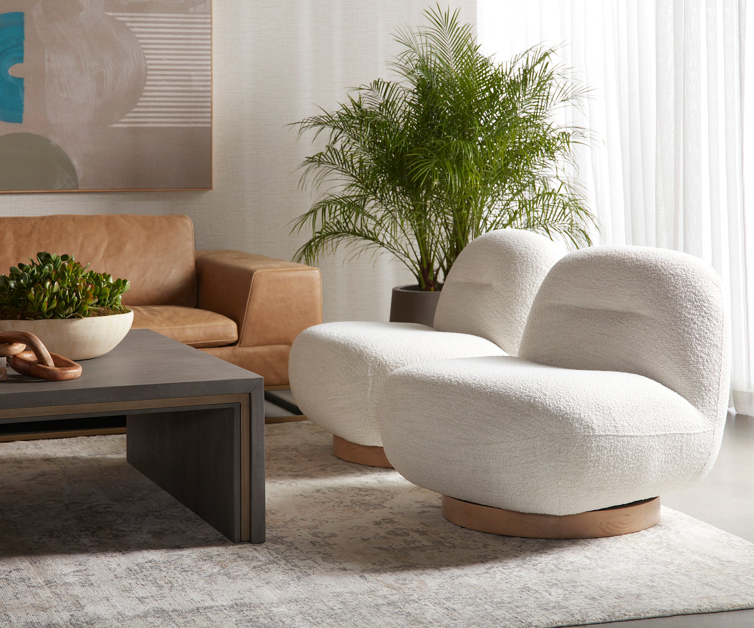 Franze Swivel Lounge Chair - Merino Pearl