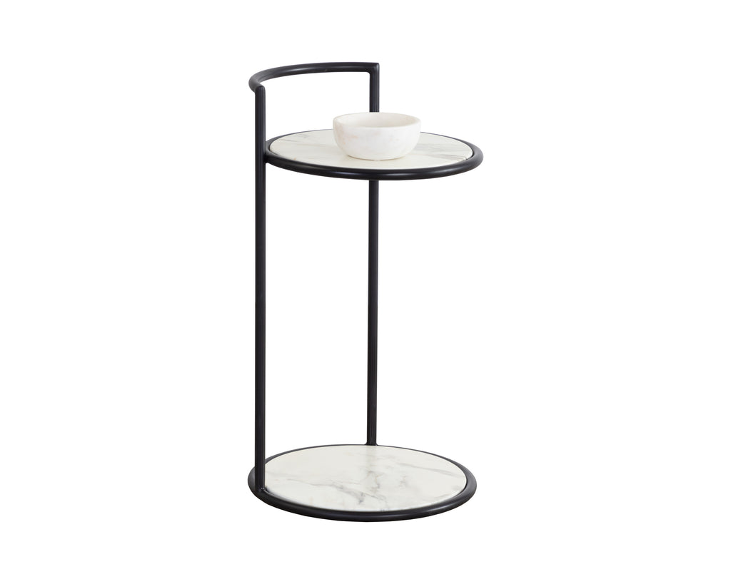 Parga End Table - Black - Marble Look
