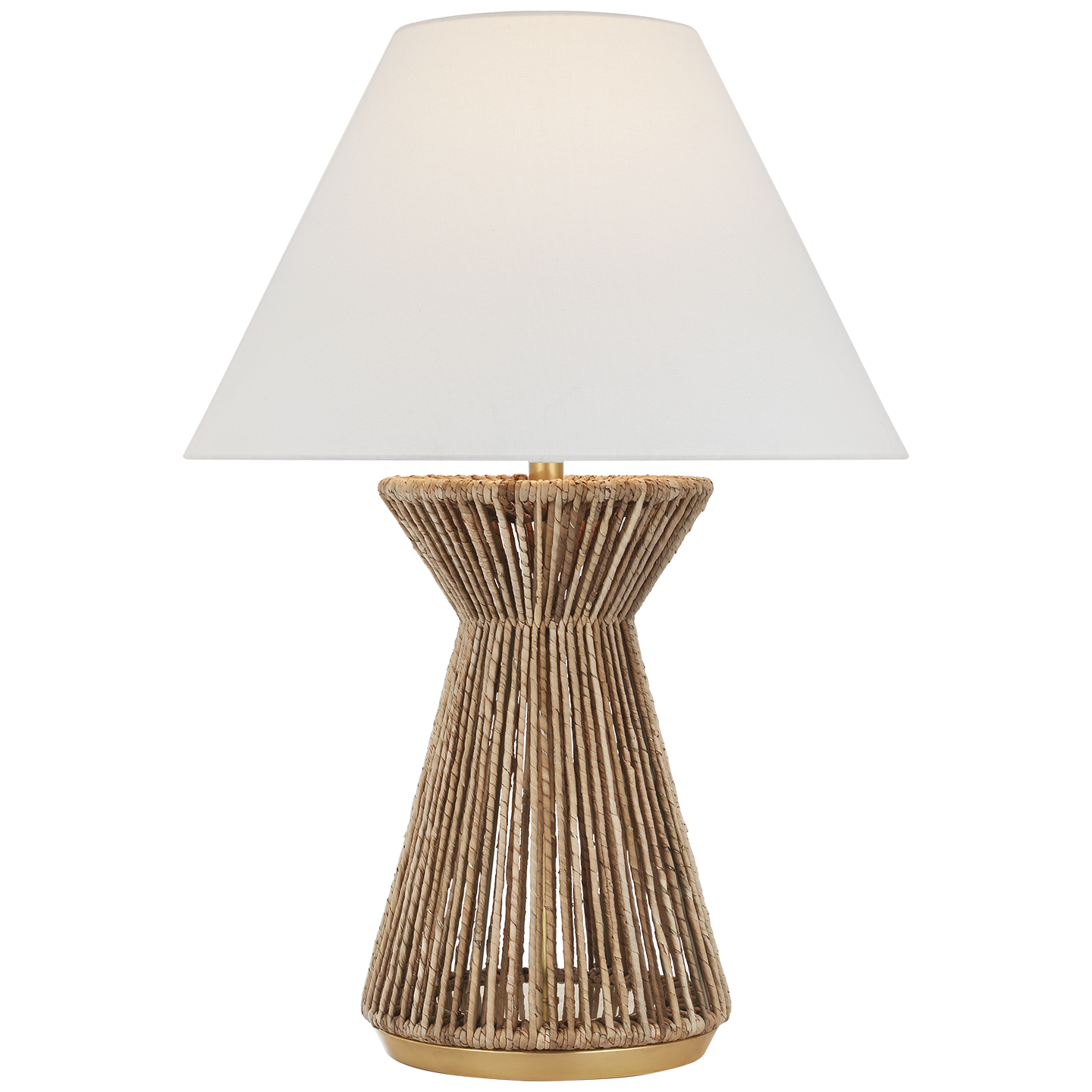 Antigua 30" Table Lamp | Natural Abaca and Antique-Burnished Brass | Linen Shade
