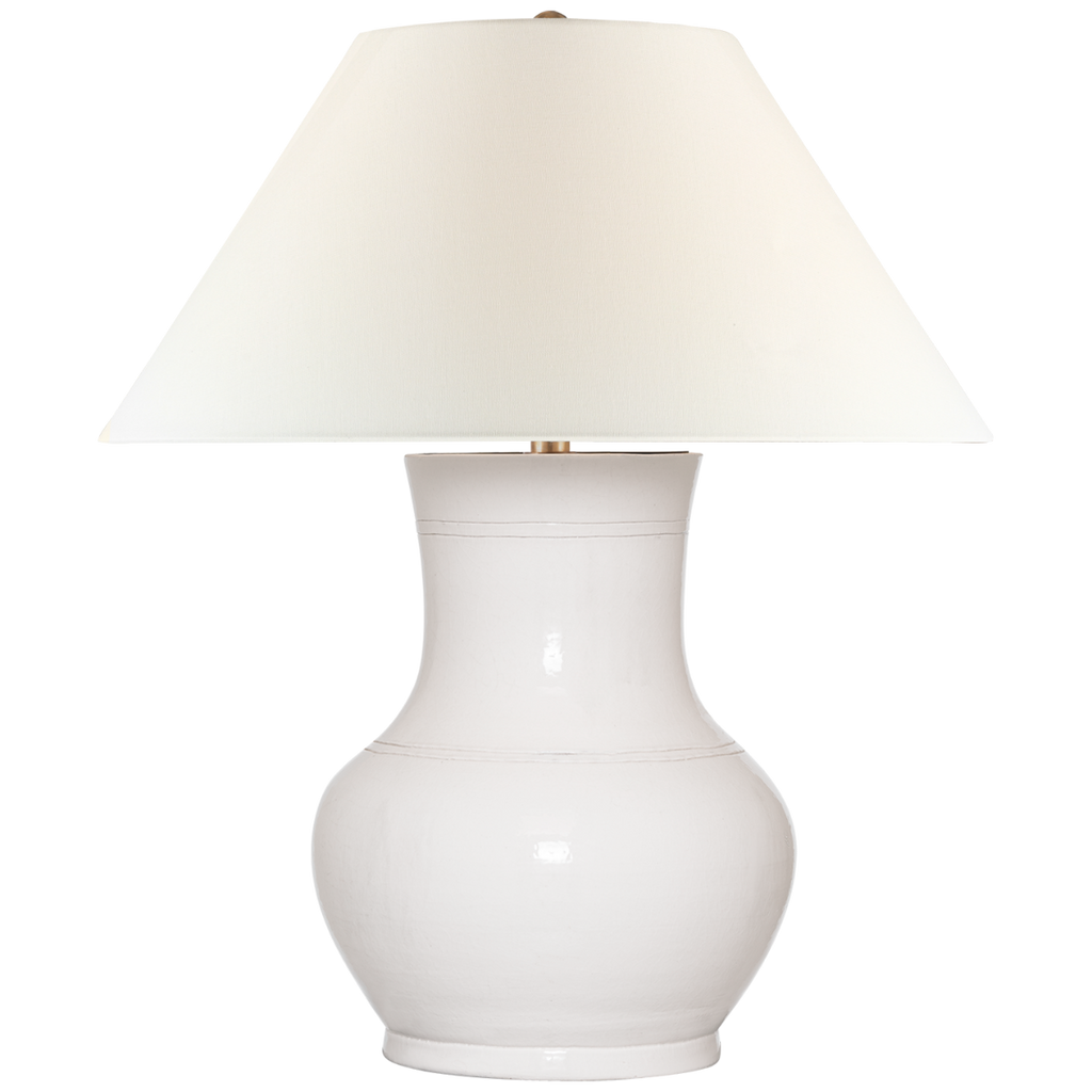 Sorrento 29" Table Lamp | Glossy White Crackle | Linen Shade