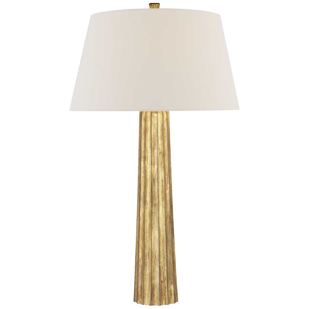 Fluted Spire Large Table Lamp | Gilded Iron | Linen Shade