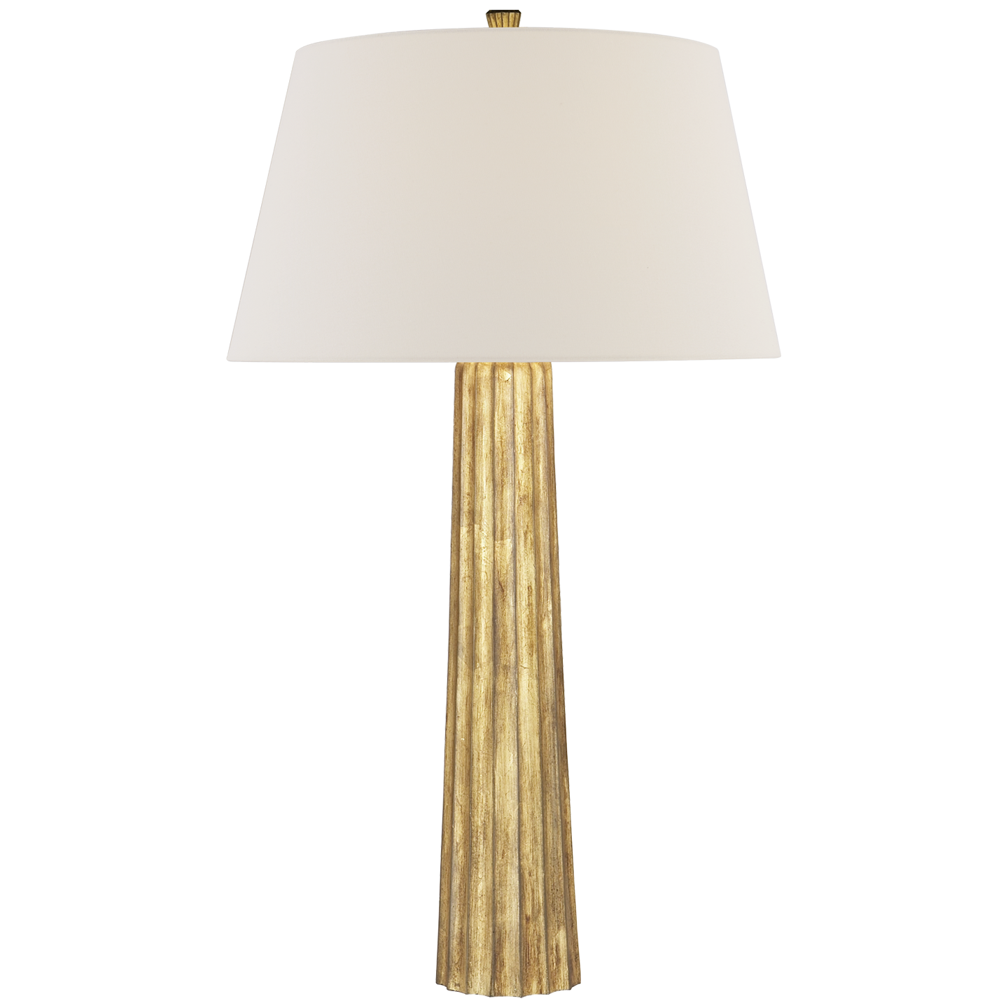 Fluted Spire Large Table Lamp | Gilded Iron | Linen Shade