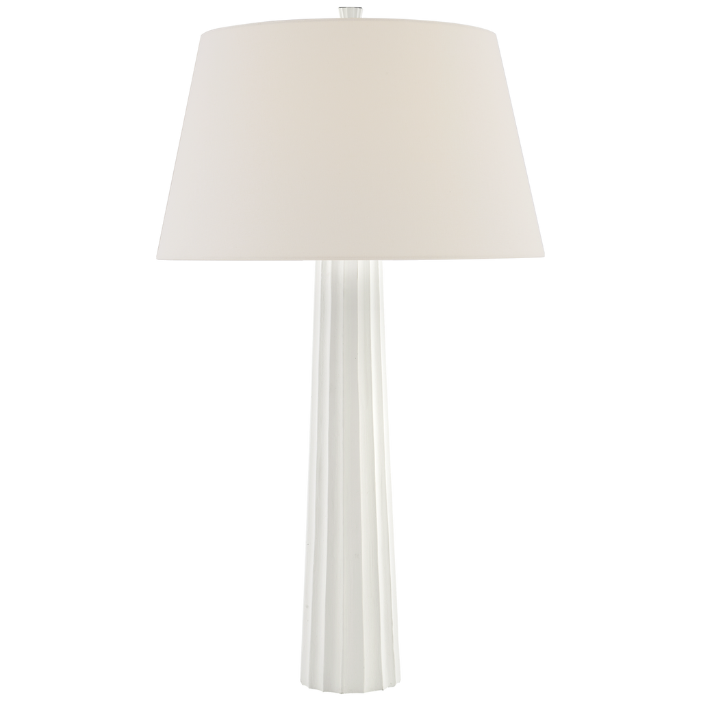Fluted Spire Large Table Lamp | Plaster White | Linen Shade