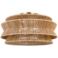 Antigua Grande Semi-Flush Mount | Antique-Burnished Brass and Natural Abaca