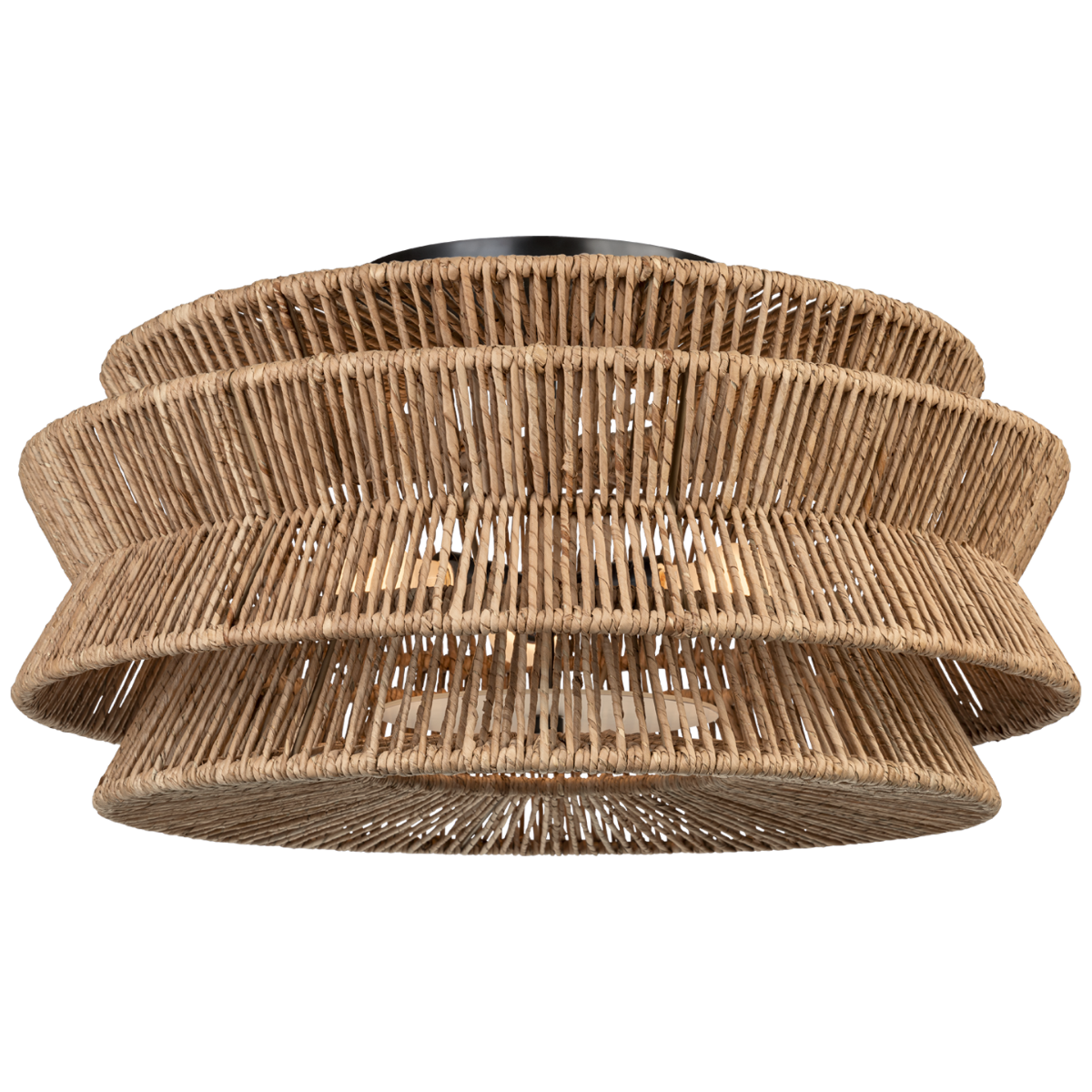 Antigua Grande Semi-Flush Mount | Bronze and Natural Abaca