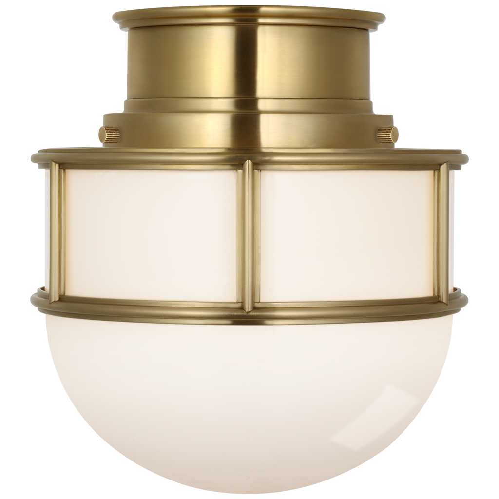 Martil 8" Flush Mount | Antique-Burnished Brass | White Glass