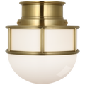 Martil 8" Flush Mount | Antique-Burnished Brass | White Glass