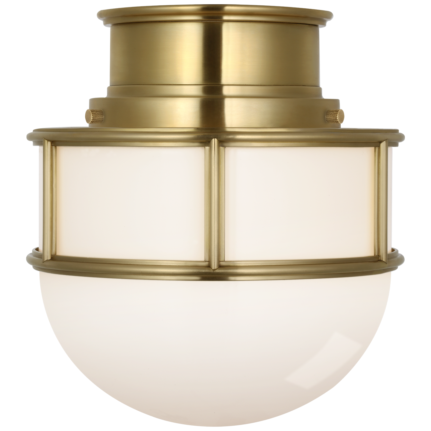 Martil 8" Flush Mount | Antique-Burnished Brass | White Glass