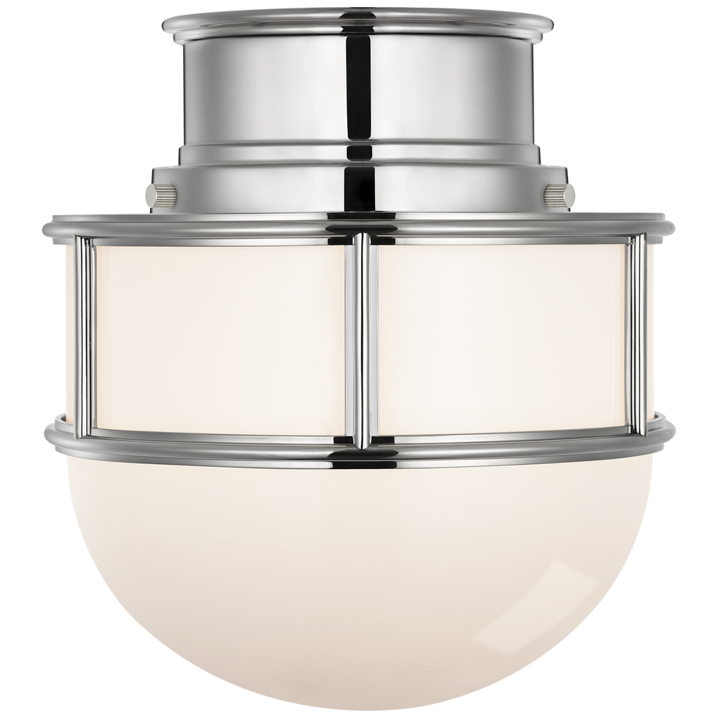 Martil 8" Flush Mount | Polished Nickel | White Glass