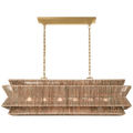 Antigua 54" Linear | Antique-Burnished Brass and Natural Abaca