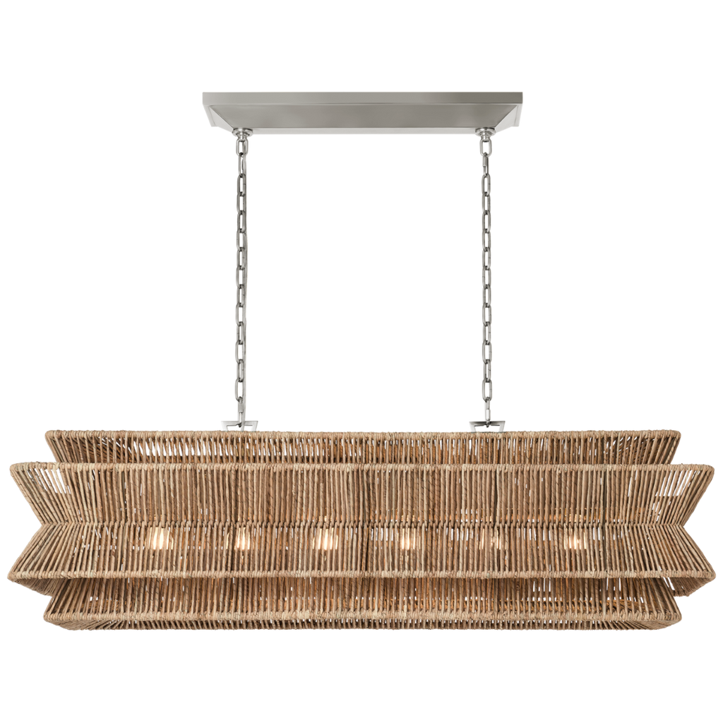 Antigua 54" Linear | Polished Nickel and Natural Abaca