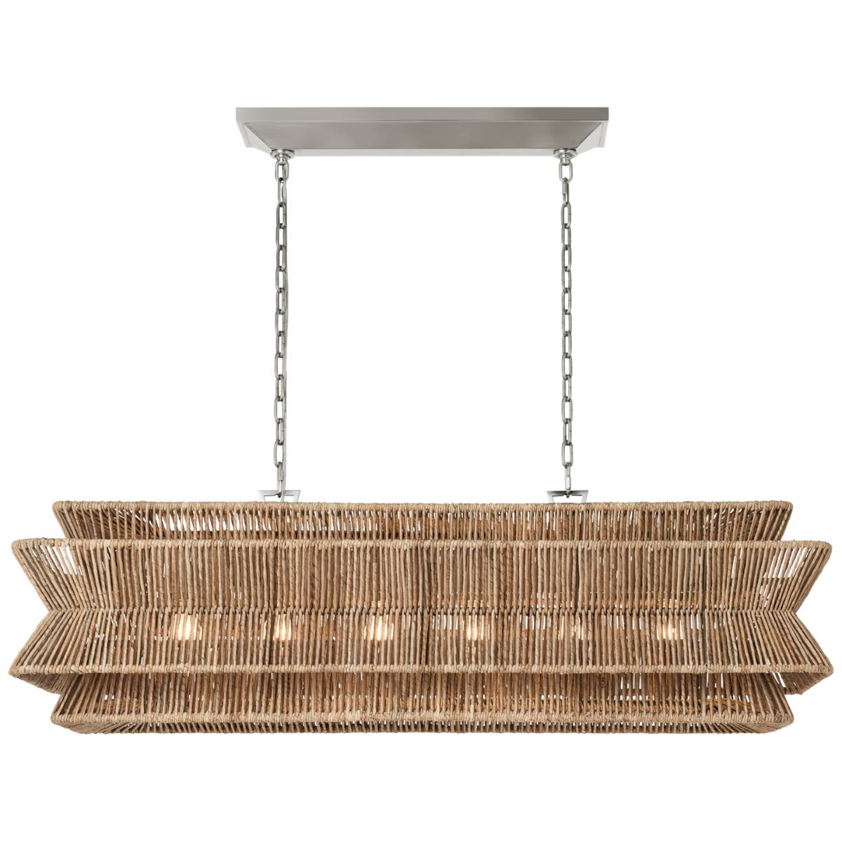 Antigua 54" Linear | Polished Nickel and Natural Abaca