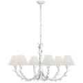 Provenz 42" 6 Light Chandelier | Plaster White | Linen Shades