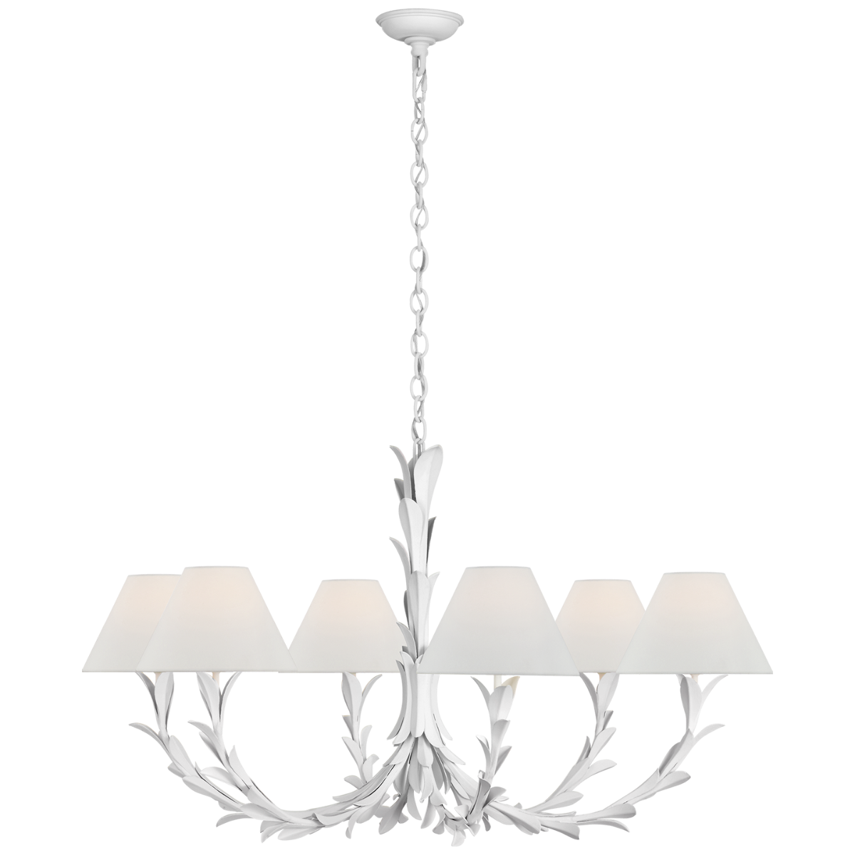 Provenz 42" 6 Light Chandelier | Plaster White | Linen Shades
