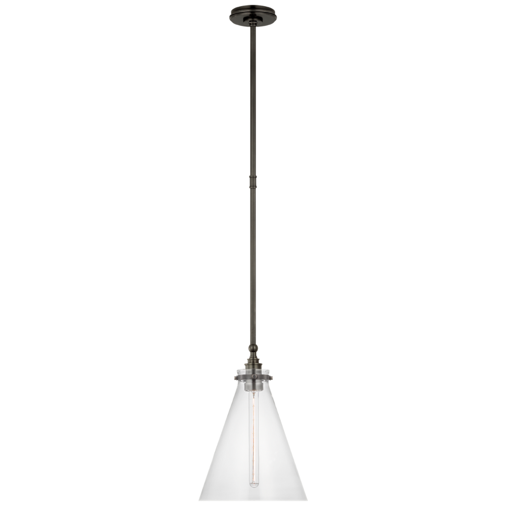 Parkington 11" Conical Pendant | Bronze | Clear Glass