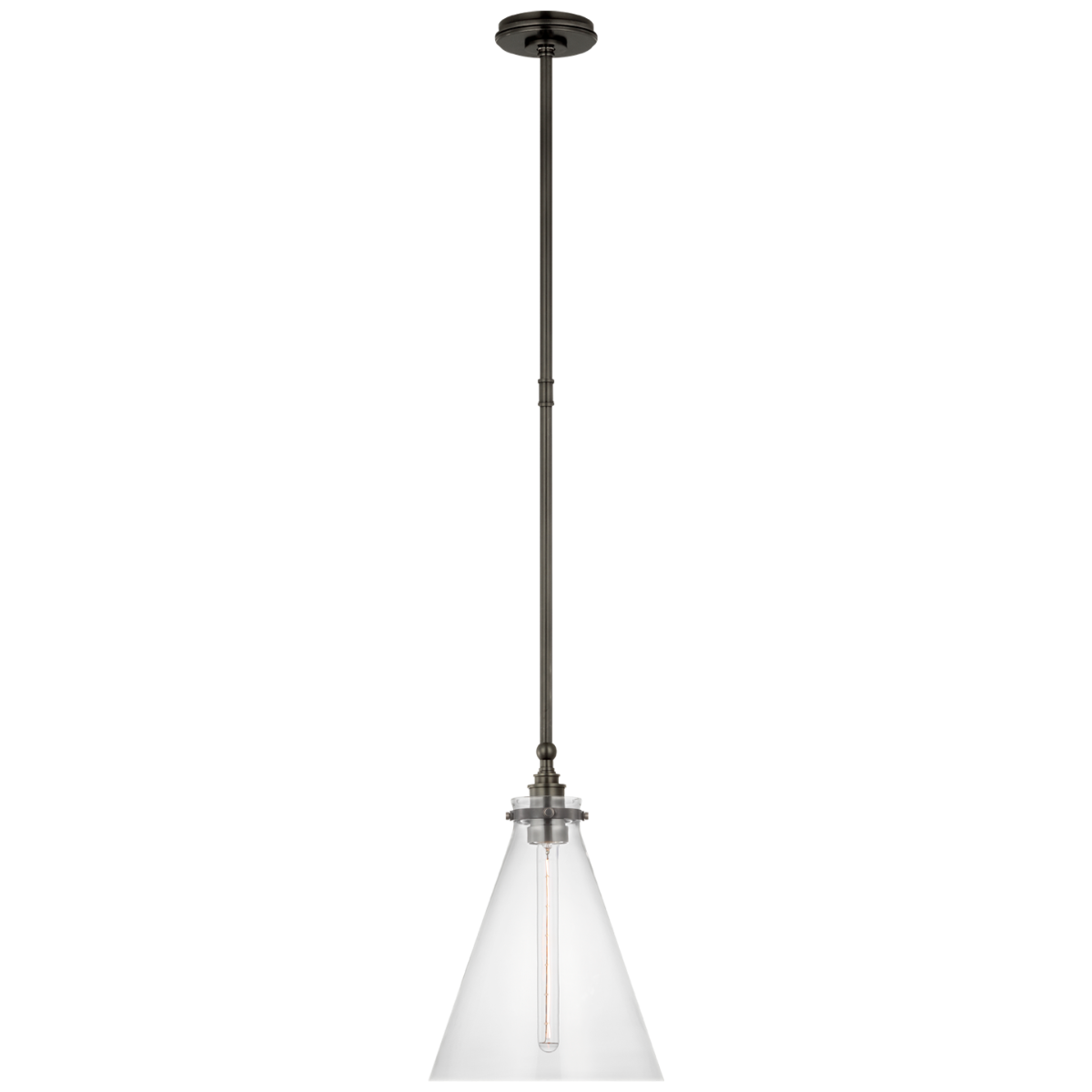 Parkington 11" Conical Pendant | Bronze | Clear Glass