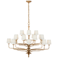 Amalfi 50" Three-Tiered Chandelier | Milano Gold | Linen Shades
