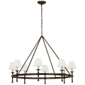 Classic 42" Ring Chandelier | Bronze | Linen Shades